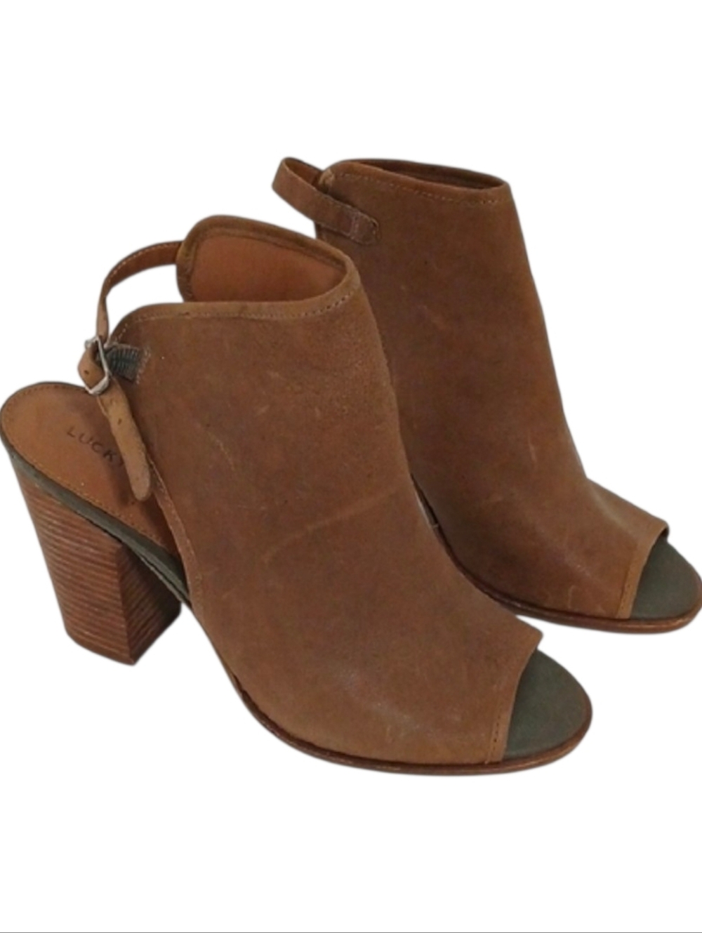 Lucky Brand Women's Tan Peep-Toe Heeled Sandals Size 11